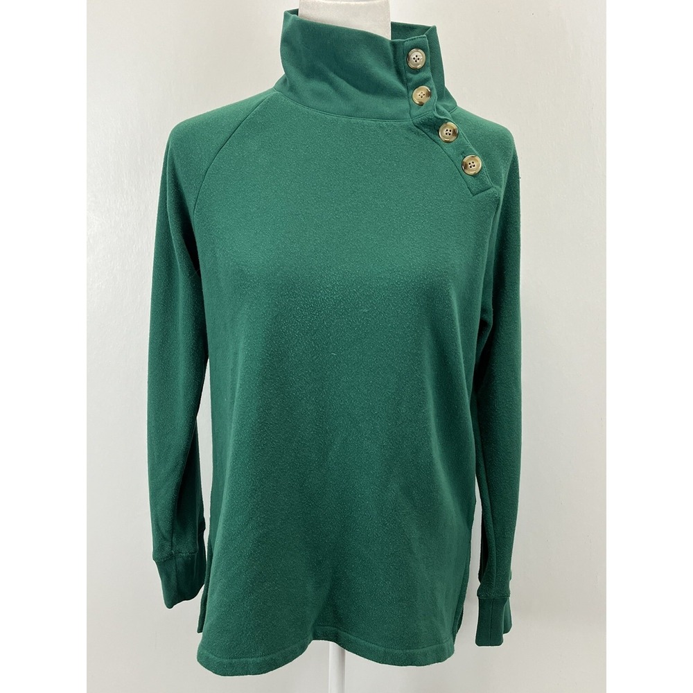 J. Crew Button Neck Sweatshirt Tunic Sz Small GUC Green Women's